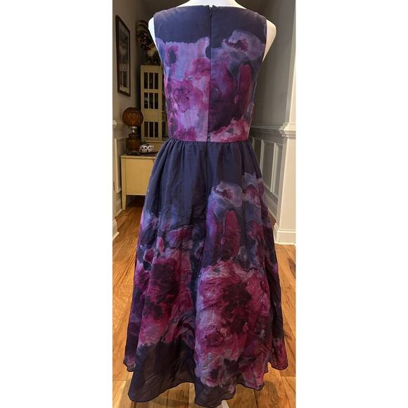 Lela Rose for Neiman Marcus silk blend  Purple Floral Dress - Size 6 - Picture 2 of 8